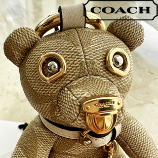 新品未使用 COACH コーチ シグネチャー テディベア バッグチャーム