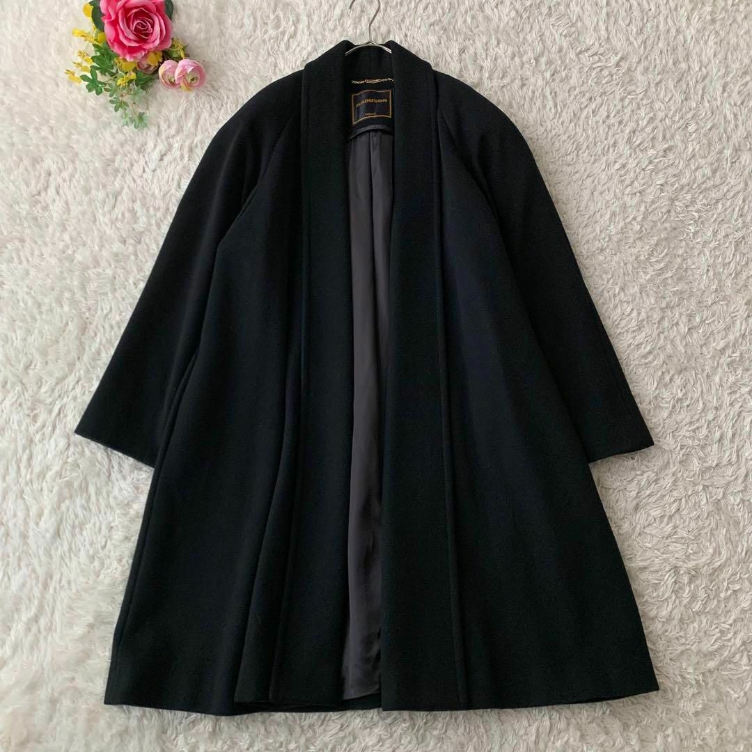 あちゃコート美品♡ オンワード MADUSON カシミヤ ロングコート ショールカラー 黒