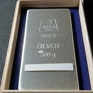 井嶋金銀工業㈱　純銀インゴット　500g　SILVER　純銀　桐箱入(金属工芸)