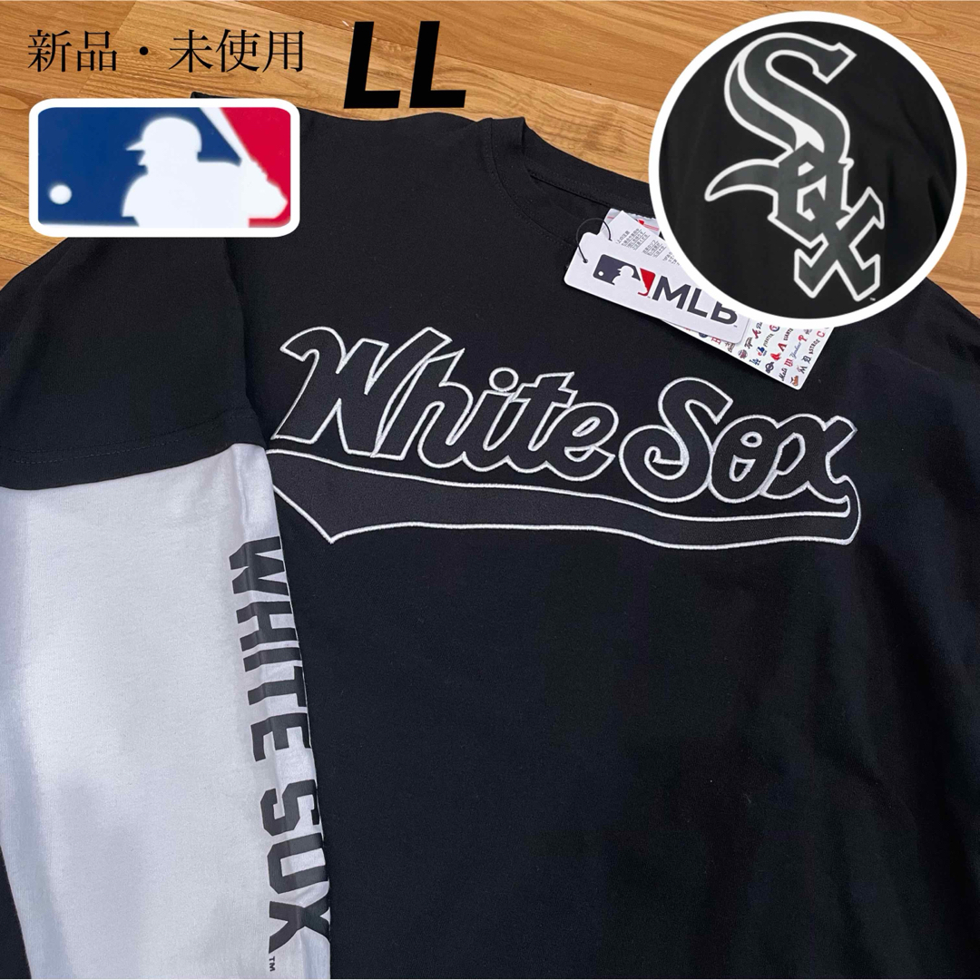 Tシャツ/カットソー(七分/長袖)【LL】MLB公式 ホワイトソックス ビッグシルエット長袖Tシャツ●綿100%