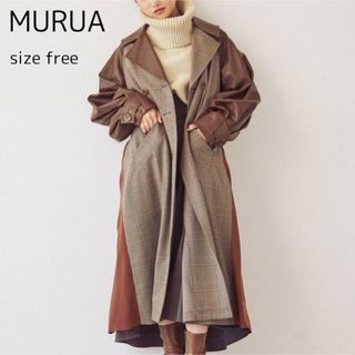 ムルーア(MURUA)の完売品 MURUA マテリアルミックストレンチコート レザー フリー ロング(ロングコート)