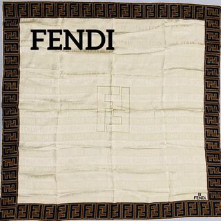 FENDI　フェンディ スカーフ　ブルー系　ズッカ　ロゴ　no.21ファッション小物
