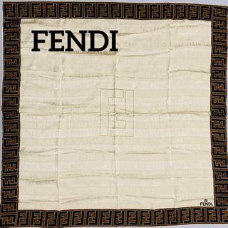 フェンディ(FENDI)の★FENDI★ スカーフ 大判 ズッカ ボーダー ブラウン(バンダナ/スカーフ)