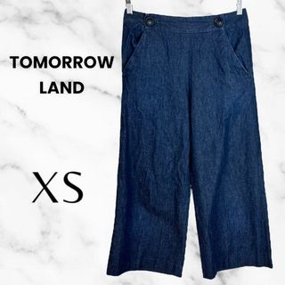 トゥモローランド(TOMORROWLAND)の【tomorrowland】クロップドワイドデニムパンツ　日本製　濃紺　XS(デニム/ジーンズ)