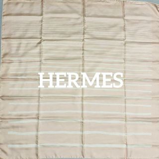 エルメス(Hermes)の美品 ★HERMES★ スカーフ 大判 カレ ボーダー シルク ミルキーピンク(バンダナ/スカーフ)