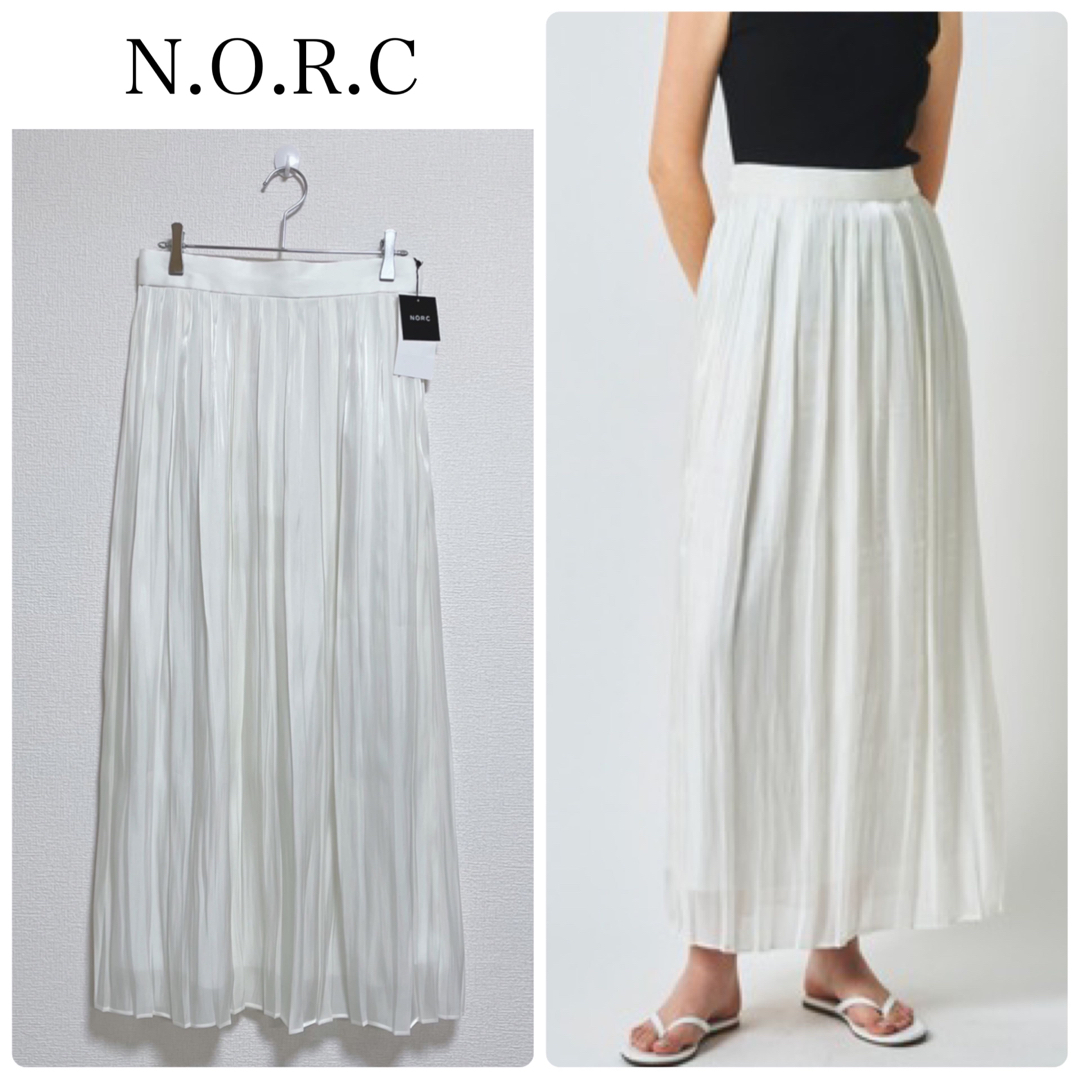 【新品タグ付】N.O.R.Cブライトオーガンジープリーツスカート　白　サイズ2