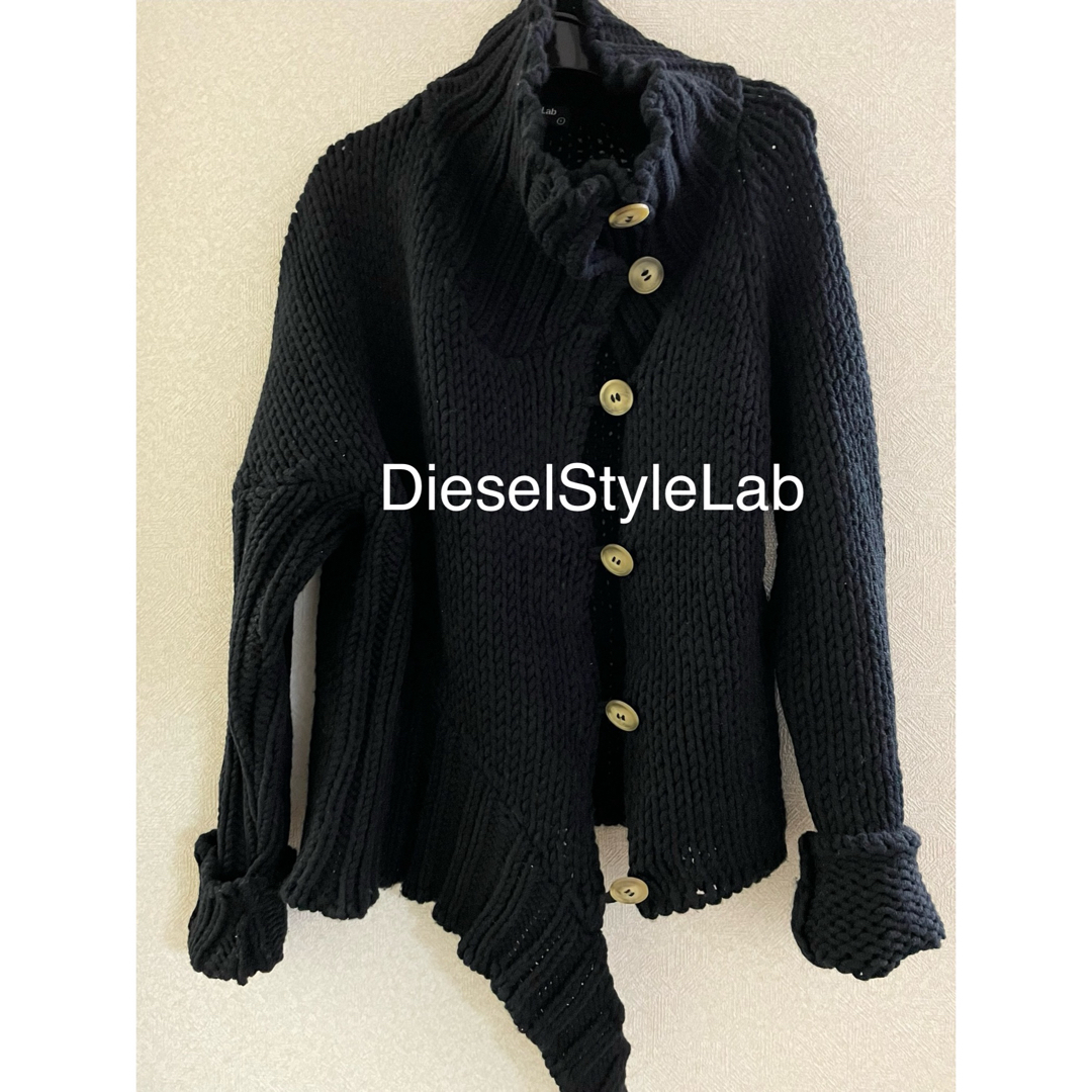 DIESEL(ディーゼル)の【美品】DeselStyleLab アシンメトリーウールカーディガン黒S レディースのトップス(カーディガン)の商品写真