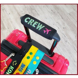 ハンドルカバー　刺繍　名入れ　名札　ネームタグ　スーツケースネームタグ　CREW(旅行用品)