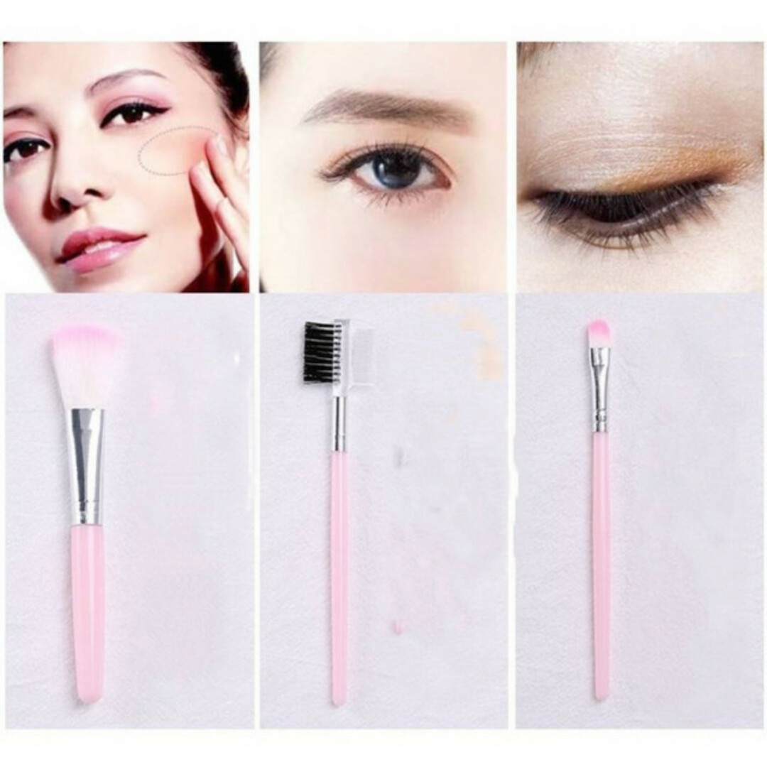 メイクブラシ　5本セット　ピンク　化粧　筆　コスメ　チップ　チーク　ブラシ コスメ/美容のメイク道具/ケアグッズ(チーク/フェイスブラシ)の商品写真