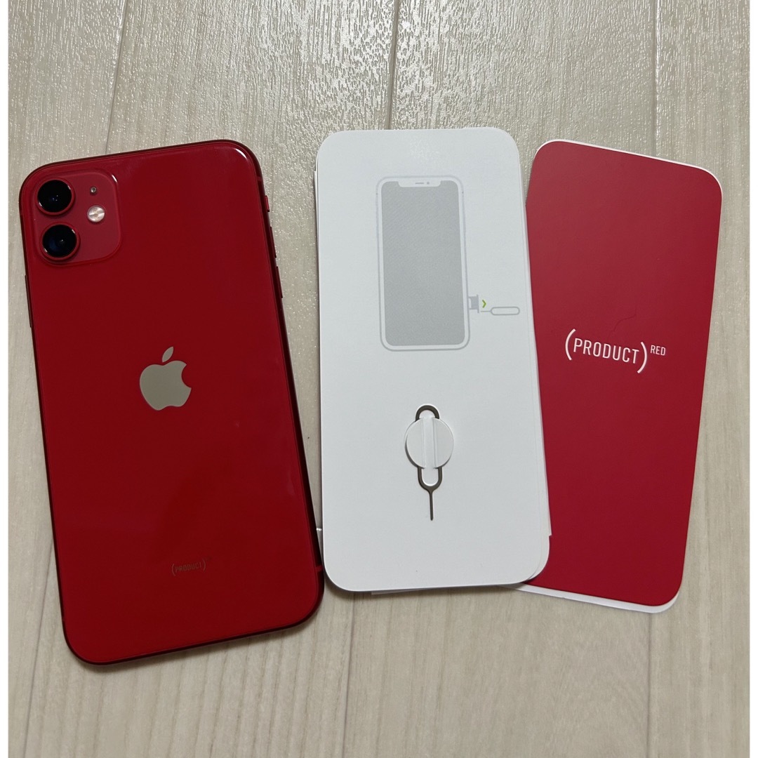 美品SIMフリー】iPhone11 128GB レッド 本体+ピン 美品SIMフリー】iPhone11 128GB レッド 本体+ピン