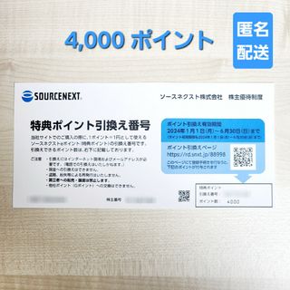 ソースネクスト(SOURCENEXT)のソースネクスト 4000ポイント 株主優待(ショッピング)