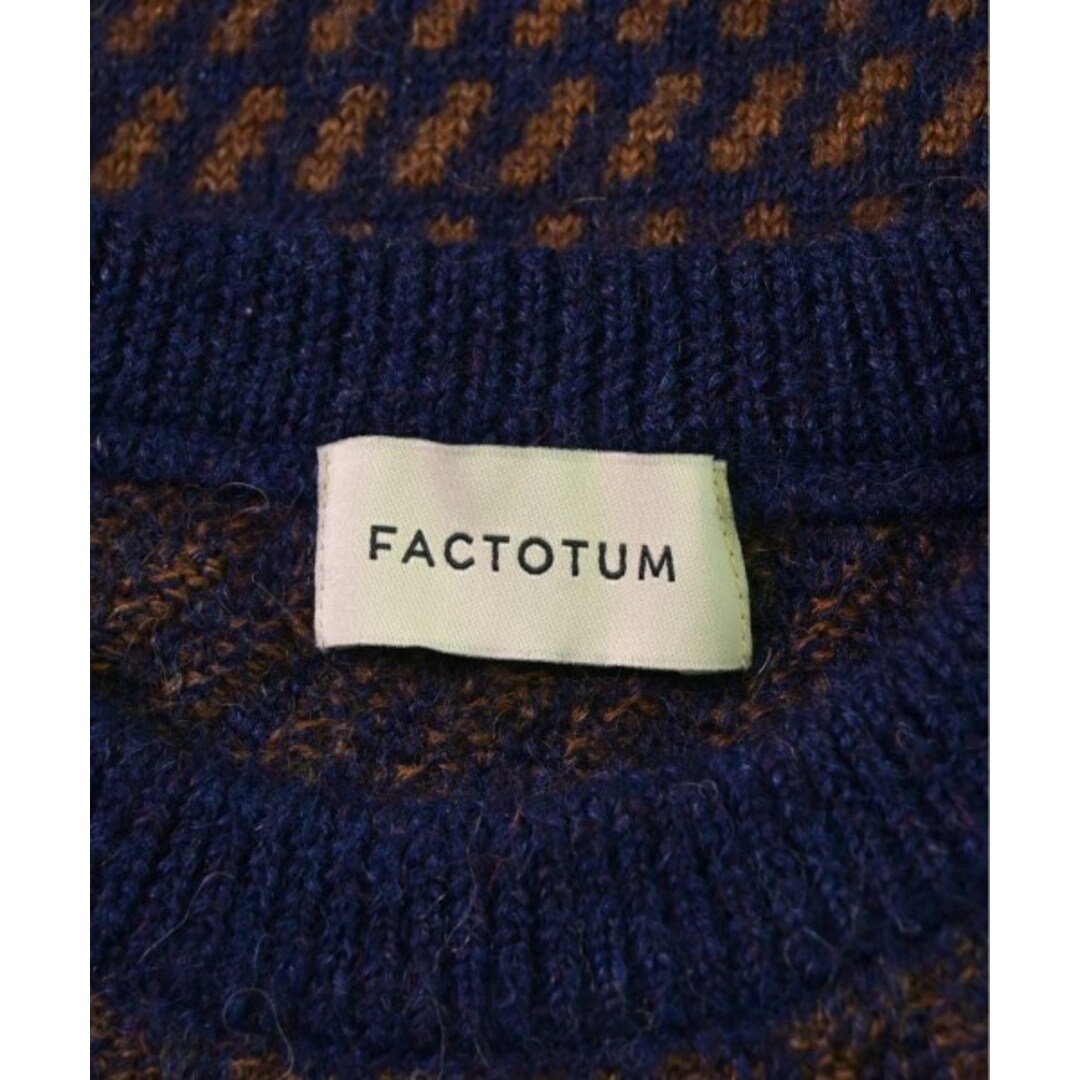 FACTOTUM(ファクトタム)のFACTOTUM ファクトタム ニット・セーター 44(S位) 紺x茶(総柄) 【古着】【中古】 メンズのトップス(ニット/セーター)の商品写真