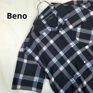 ビーノ(BENO)のビーノBeno黒色チェック柄Lサイズ半袖オーバーシャツ胸ポケット有(Tシャツ/カットソー(半袖/袖なし))