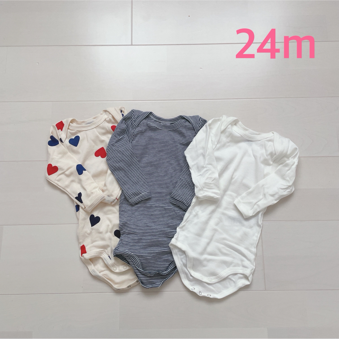 PETIT BATEAU(プチバトー)のプチバトー　長袖ボディ3枚組　24m キッズ/ベビー/マタニティのベビー服(~85cm)(ロンパース)の商品写真