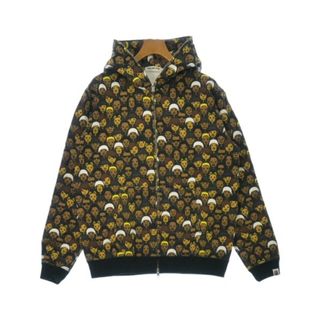 アベイシングエイプ(A BATHING APE)のA BATHING APE パーカー L 茶x黒x白等(総柄) 【古着】【中古】(パーカー)