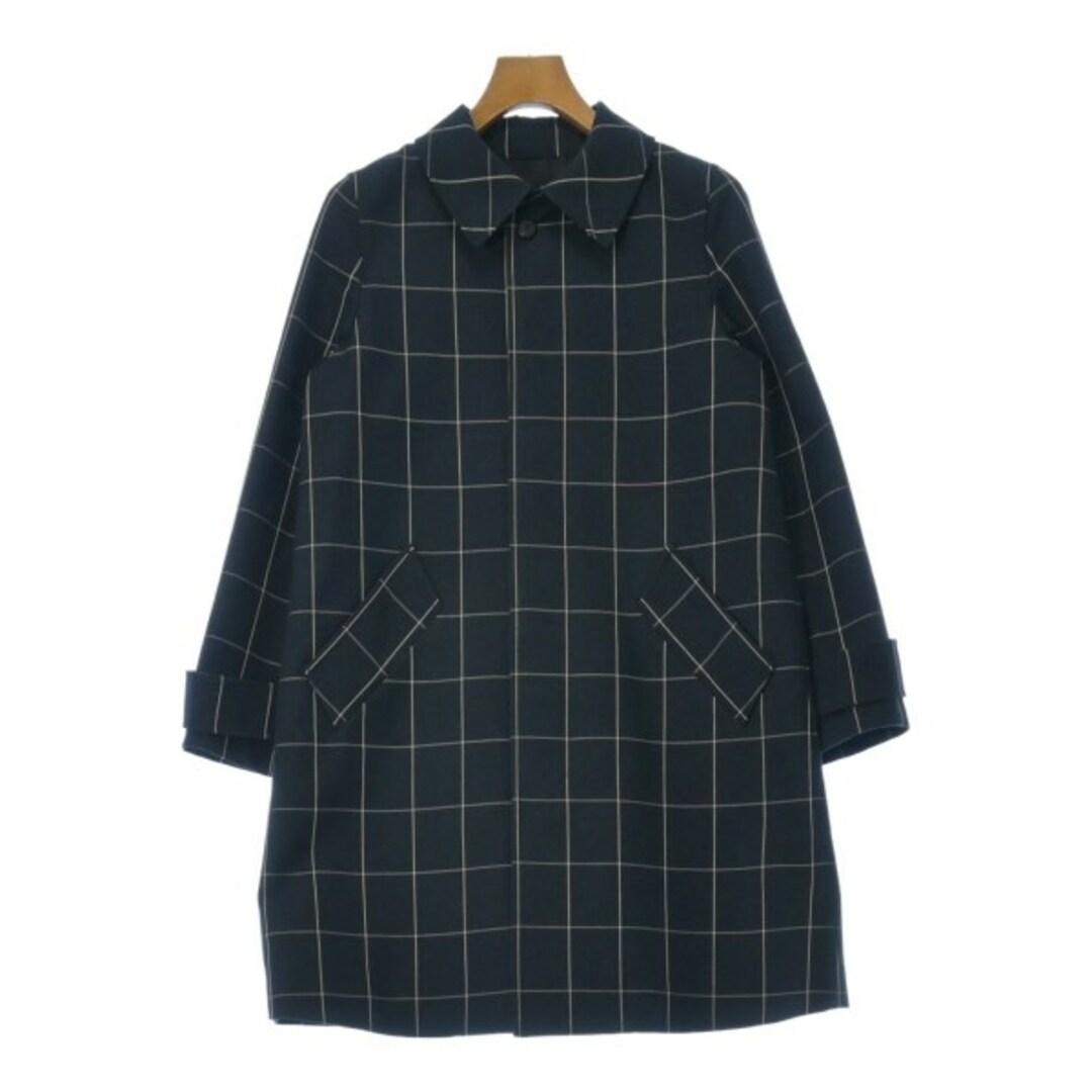 A.P.C. ステンカラーコート 34(XS位) 紺x白(チェック) 【古着】【中古】 メンズのジャケット/アウター(ステンカラーコート)の商品写真