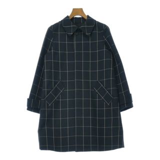 A.P.C. ステンカラーコート 34(XS位) 紺x白(チェック) 【古着】【中古】(ステンカラーコート)