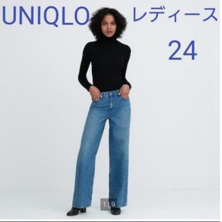 ユニクロ(UNIQLO)のユニクロ　バギージーンズ　BLUE　レディース 24(デニム/ジーンズ)