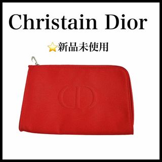 クリスチャンディオール(Christian Dior)の【新品未使用】【Christian　Dior】ロゴポーチ　赤　フラットレディース(ポーチ)