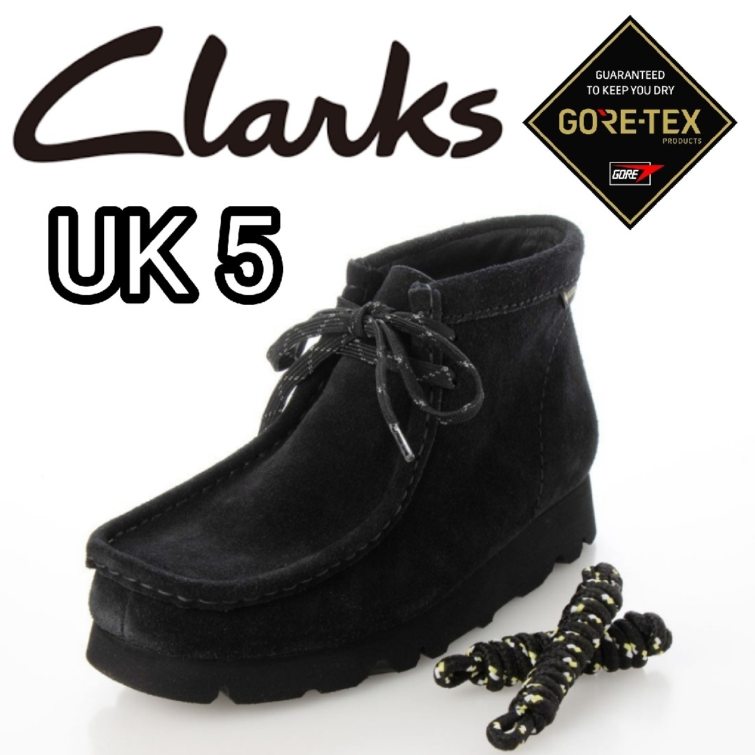 Clarksの新品新品■クラークス レディース ワラビー ブーツ GORE-TEX UK5 黒