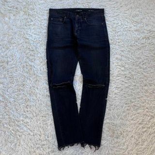 サンローラン(Saint Laurent)の【エディ期】サンローラン パリ　ダブル ニークラッシュ　ブラック スキニーパンツ(デニム/ジーンズ)