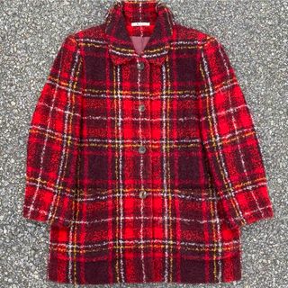 【vintage】Aquascutum ウールブルゾン チェック柄 極美品 赤