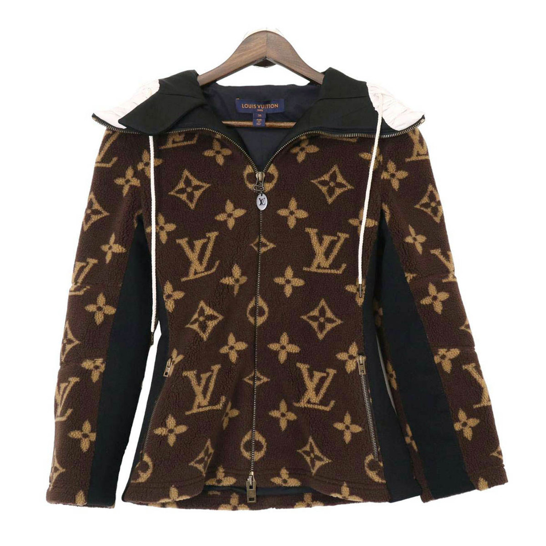 LOUIS VUITTON(ルイヴィトン)のルイヴィトン モノグラム ボア 切替 ジップアップ パーカー レディース ブラウン LOUIS VUITTON 【中古】 【アパレル・小物】 レディースのトップス(パーカー)の商品写真