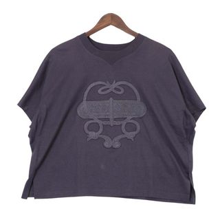 エルメス(Hermes)のエルメス 刺繍 Tシャツ レディース ネイビー HERMES 【中古】 【アパレル・小物】(Tシャツ(半袖/袖なし))