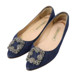 マノロブラニク(MANOLO BLAHNIK)のマノロブラニク HANGISI ハンギシ デニム フラット パンプス レディース ブルー MANOLO BLAHNIK 【中古】 【アパレル・小物】(ハイヒール/パンプス)