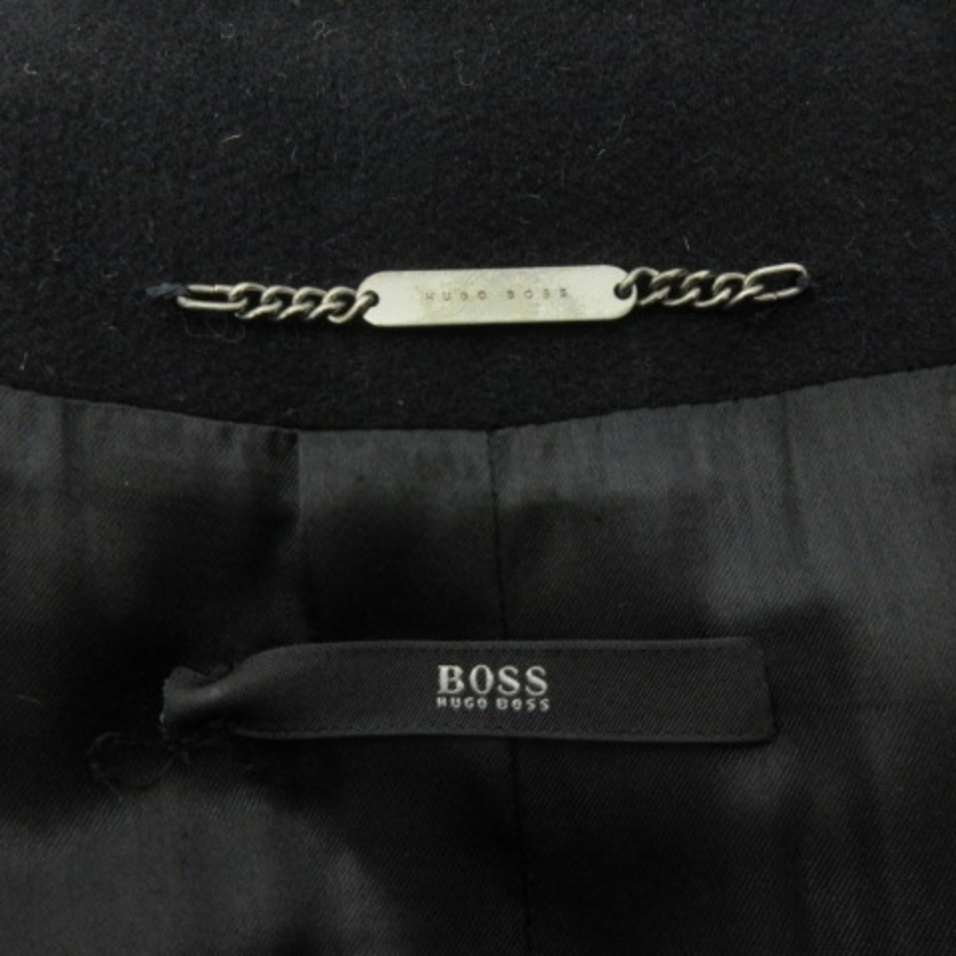 HUGO BOSS(ヒューゴボス)のヒューゴボス 美品  アルパカ混 メルトンステンカラーコート 黒 38 約M メンズのジャケット/アウター(ステンカラーコート)の商品写真