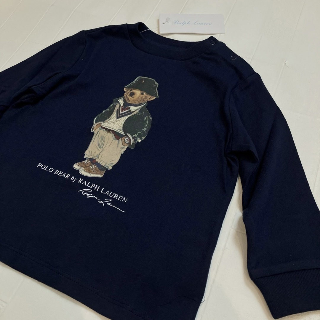 Ralph Lauren(ラルフローレン)の12m80cm  グリーンハットベア　ロンT ラルフローレン  長袖 キッズ/ベビー/マタニティのベビー服(~85cm)(Ｔシャツ)の商品写真