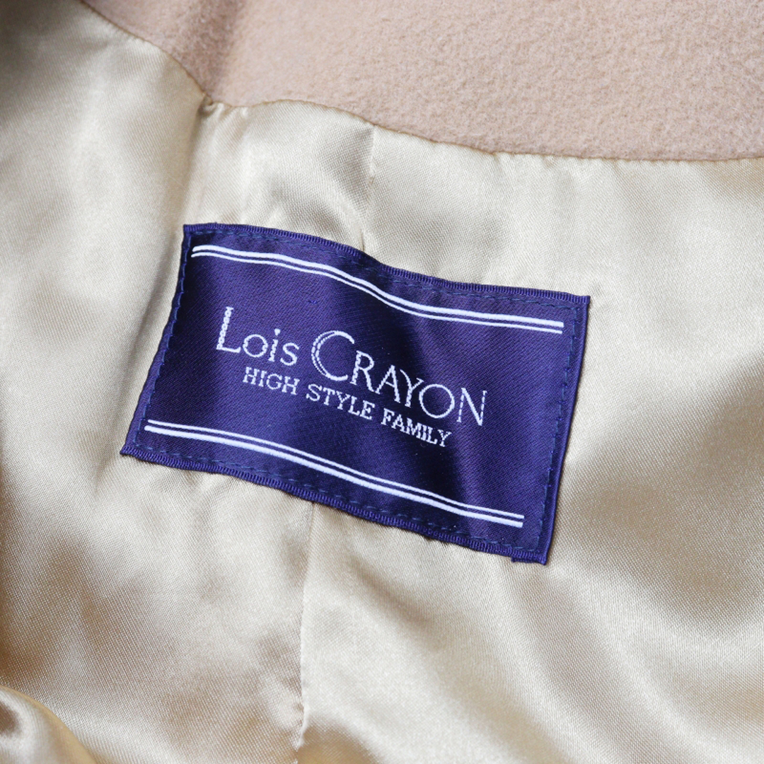 Lois CRAYON(ロイスクレヨン)のロイスクレヨン Lois CRAYON ラビットファー付 ウールコート M/キャメル レオパード【2400013648004】 レディースのジャケット/アウター(その他)の商品写真