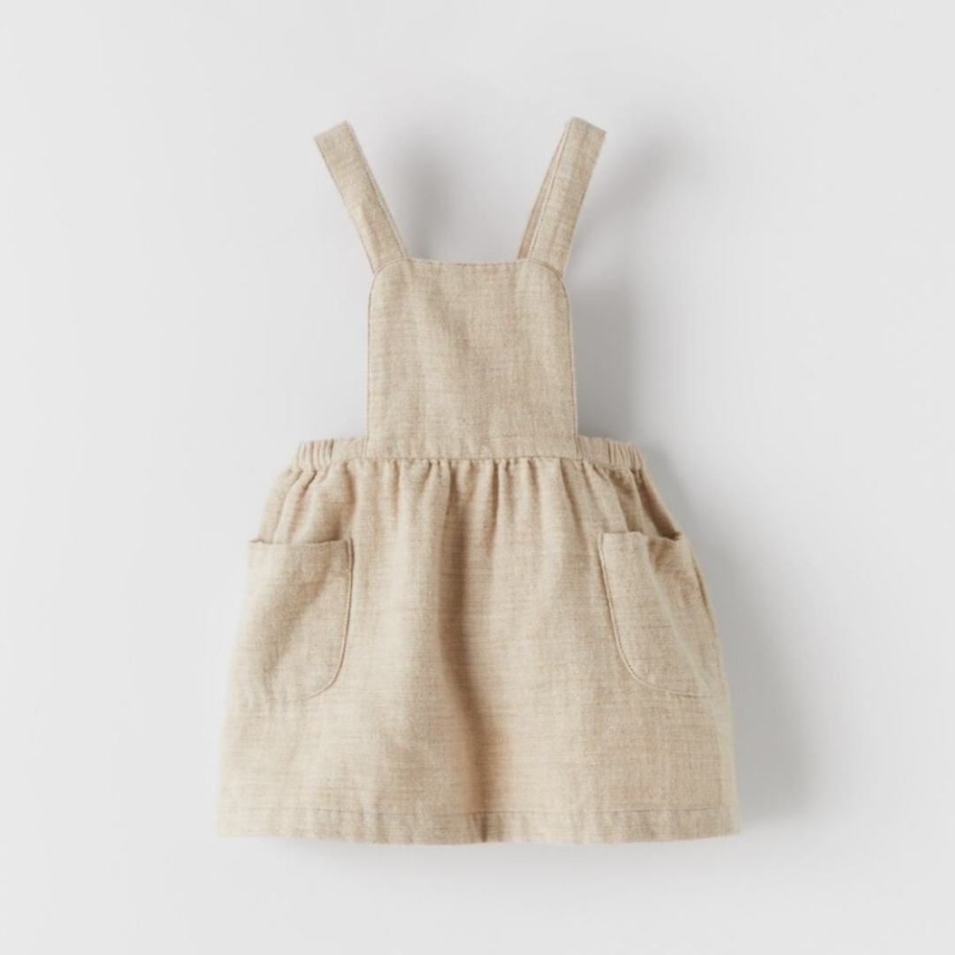 ZARA KIDS(ザラキッズ)のZARAベビー ラスティックジャンパースカートベージュ キッズ/ベビー/マタニティのキッズ服女の子用(90cm~)(ワンピース)の商品写真