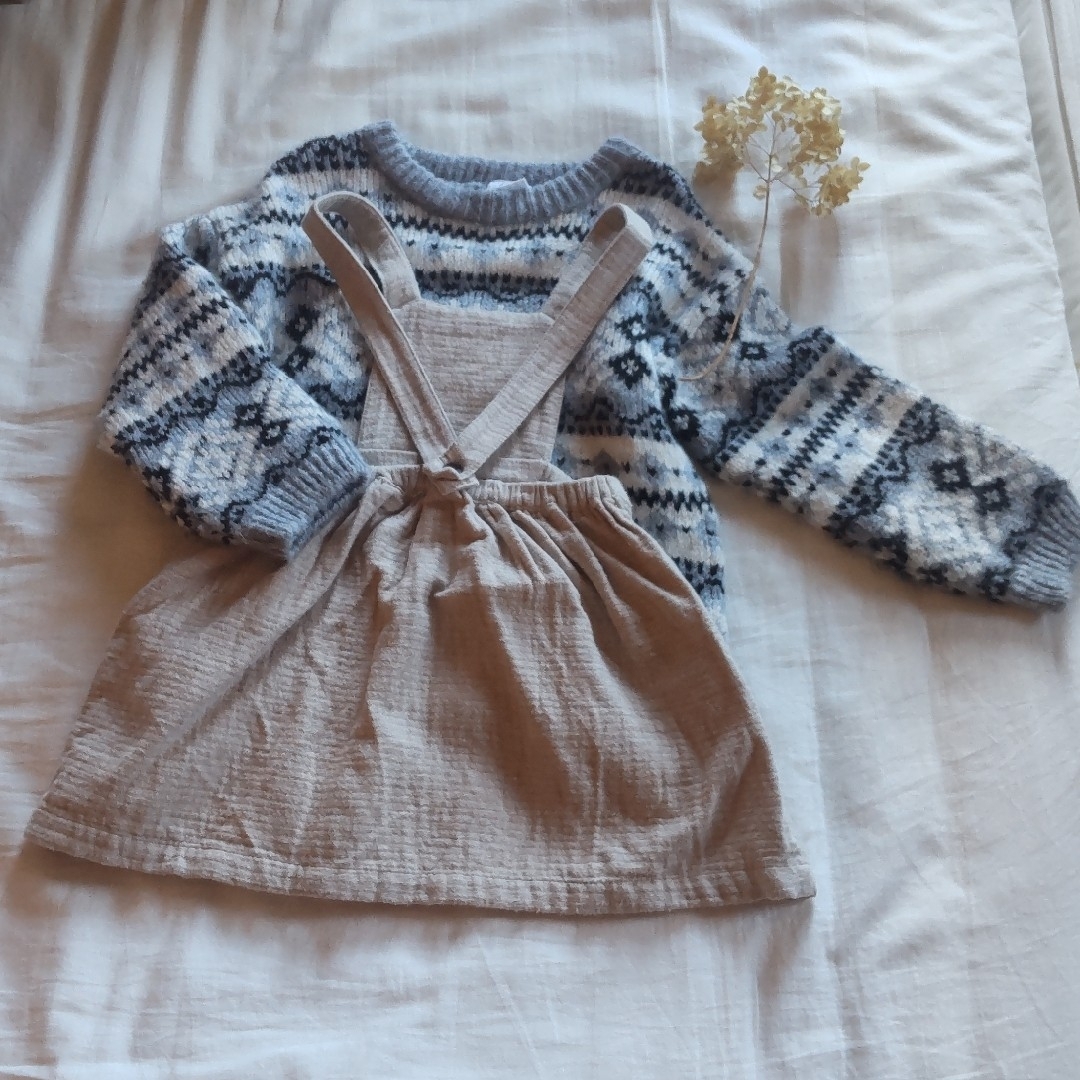 ZARA KIDS(ザラキッズ)のZARAベビー ラスティックジャンパースカートベージュ キッズ/ベビー/マタニティのキッズ服女の子用(90cm~)(ワンピース)の商品写真