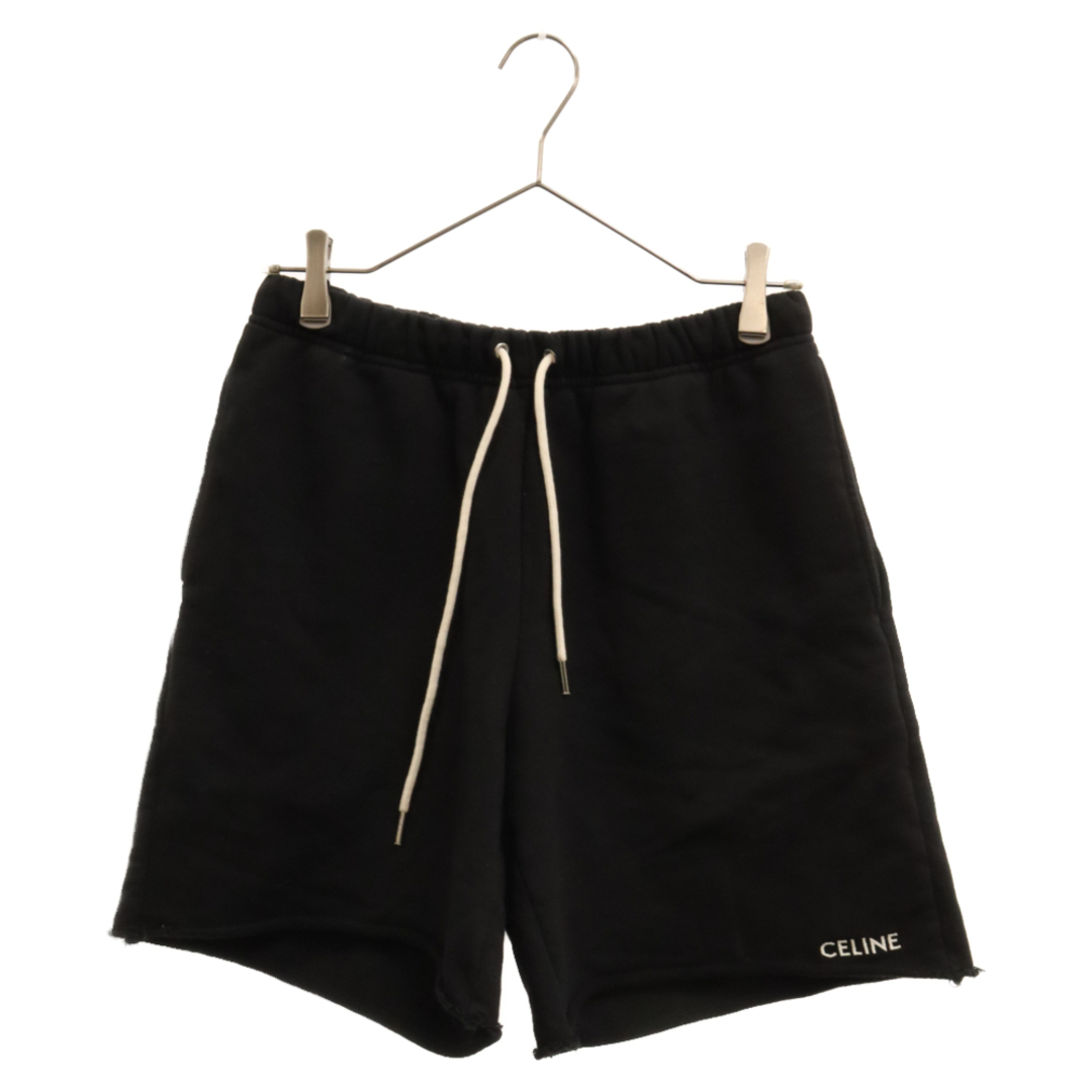 27センチ股下CELINE セリーヌ 21SS Embroidered Shorts エンブロイダリー スウェット カットオフ ショーツ ハーフパンツ ブラック 2Z063052H