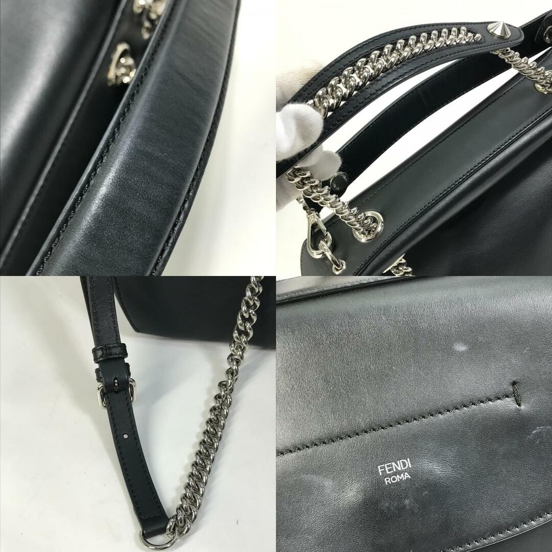 FENDI(フェンディ)のフェンディ FENDI トゥスクール 8BZ042 カバン 2WAY ハンドバッグ チェーン リュックサック レザー ブラック レディースのバッグ(リュック/バックパック)の商品写真