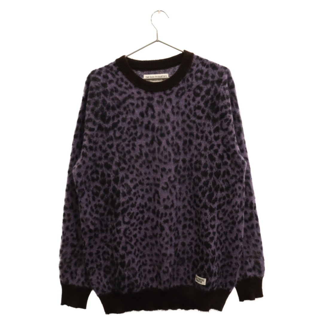 WACKO MARIA ワコマリア LEOPARD MOHAIR KNIT SWEATER レオパードモヘアニットセーター パープル540センチ肩幅