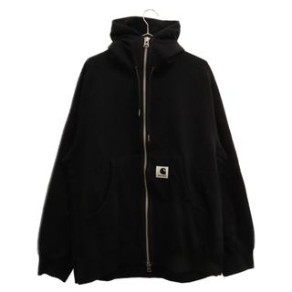 サカイ(sacai)のSacai サカイ 23SS×Carhartt WIP Hoodie カーハート ジップアップフーディ パーカー ブラック 23-0556S(パーカー)