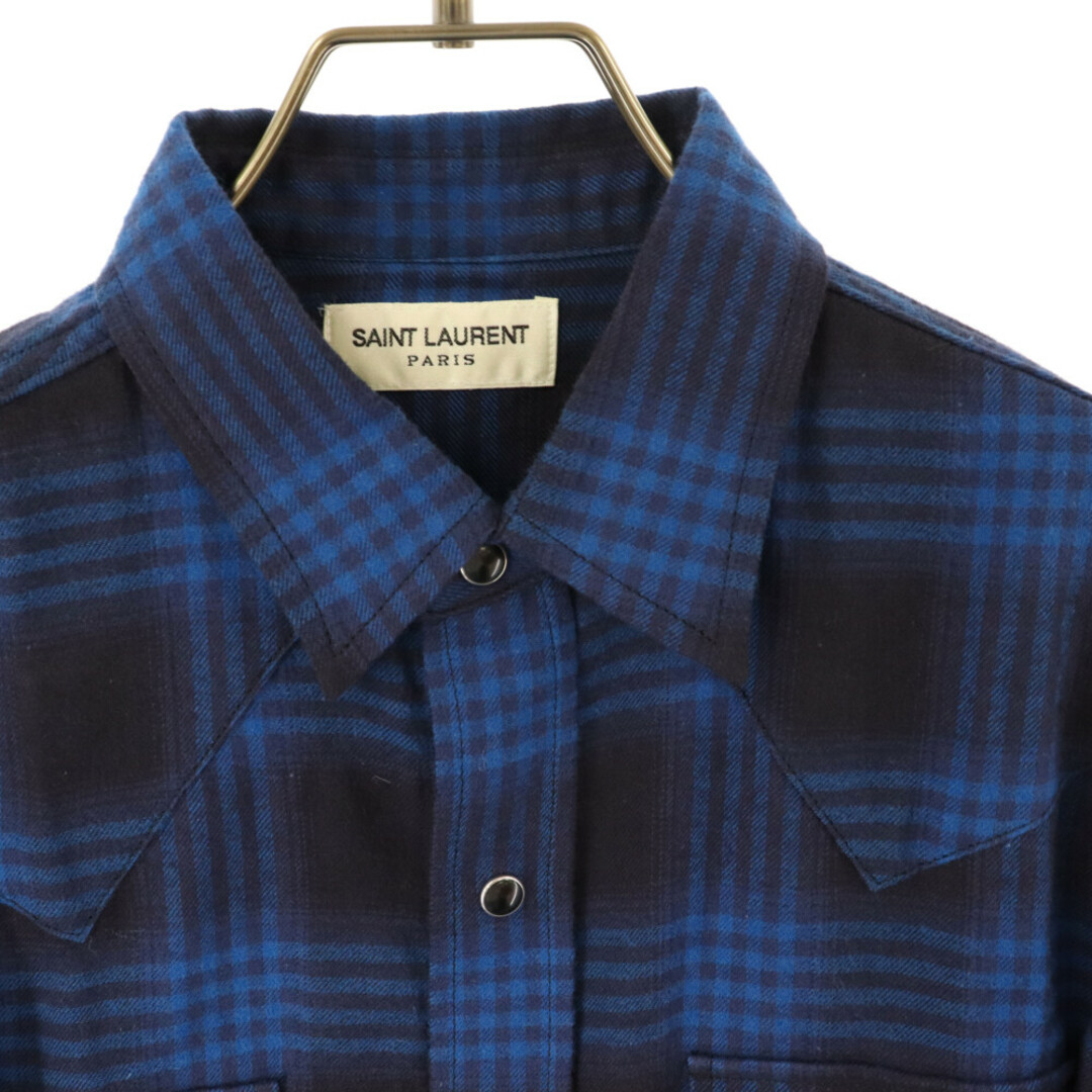 Saint Laurent(サンローラン)のSAINT LAURENT PARIS サンローランパリ 17SS エディ期 Western check shirt ウエスタン オンブレチェック ウエスタンシャツ ブル長袖ー 449898 Y886M メンズのトップス(シャツ)の商品写真