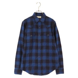 サンローラン(Saint Laurent)のSAINT LAURENT PARIS サンローランパリ 17SS エディ期 Western check shirt ウエスタン オンブレチェック ウエスタンシャツ ブル長袖ー 449898 Y886M(シャツ)