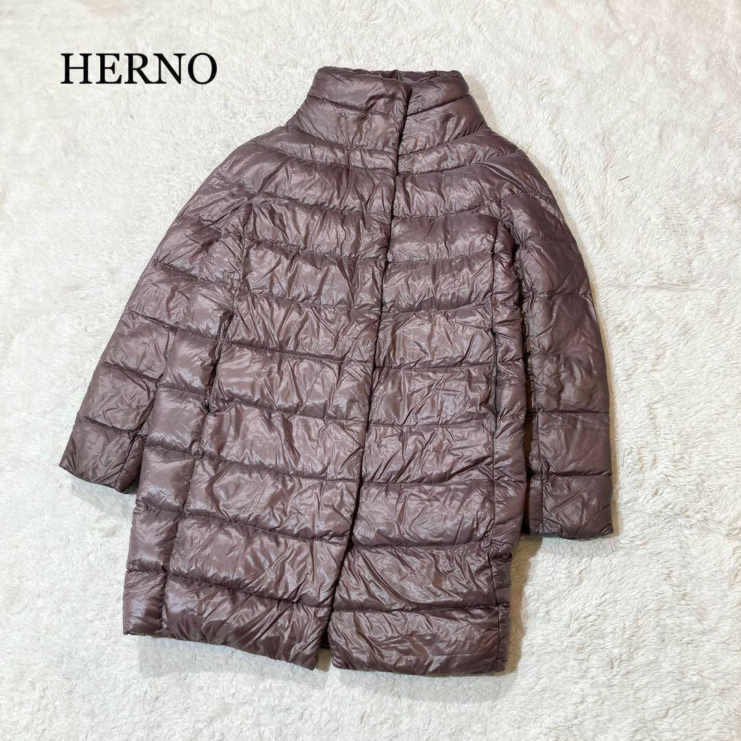 HERNO ヘルノ ダウンコート PI0177D 42 パープル ロング丈49cm裄丈