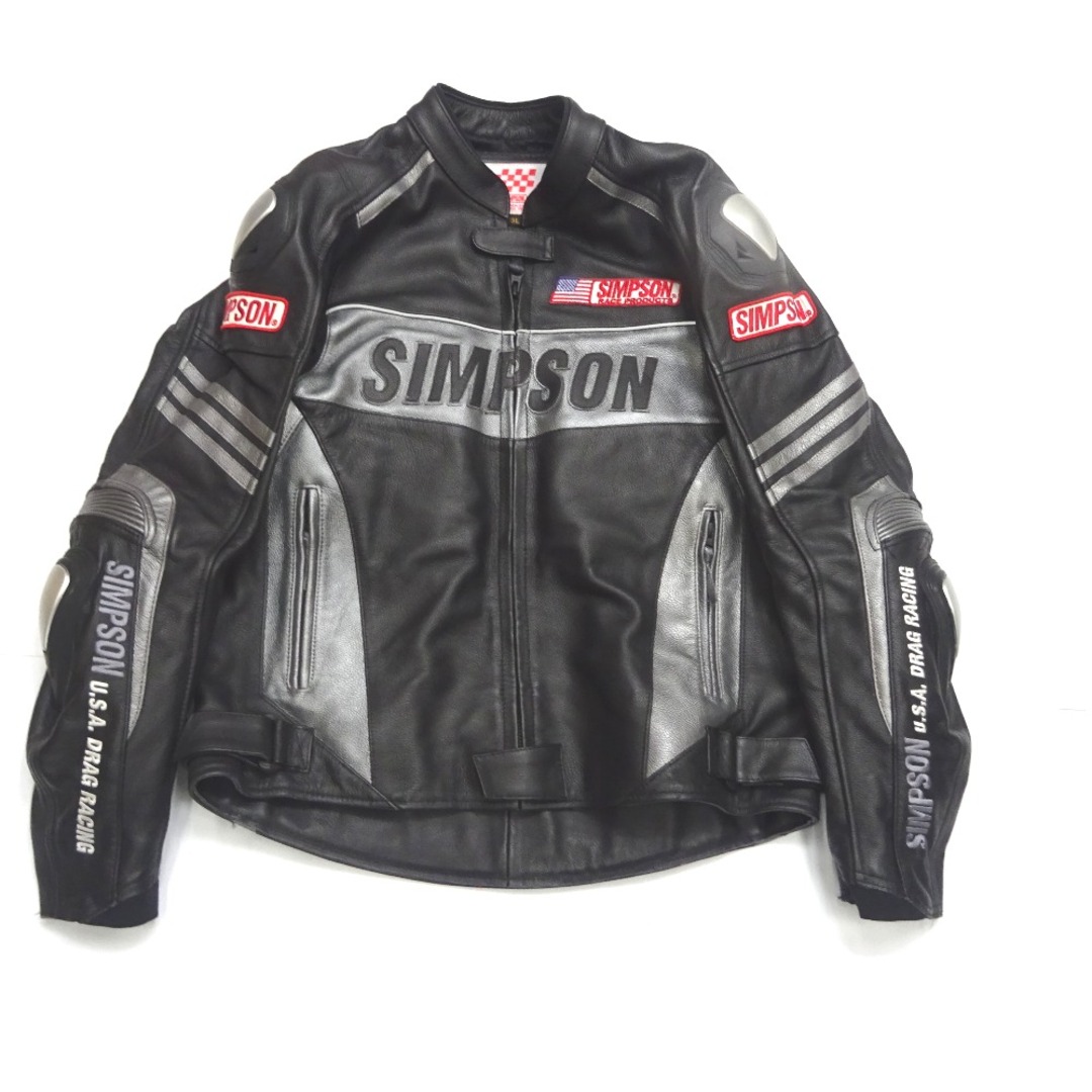 SIMPSON(シンプソン)のシンプソン ライダースジャケット ブラック 牛革 メンズ #3L Ft1143273 中古 メンズのジャケット/アウター(ライダースジャケット)の商品写真