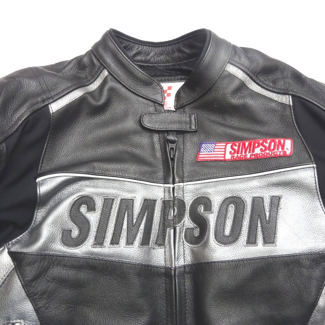 SIMPSON(シンプソン)のシンプソン ライダースジャケット ブラック 牛革 メンズ #3L Ft1143273 中古 メンズのジャケット/アウター(ライダースジャケット)の商品写真