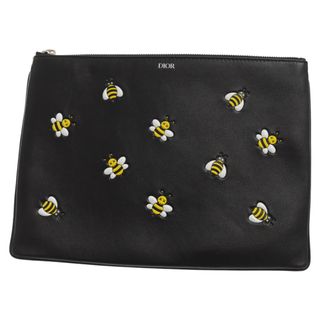 ディオール(Dior)のDIOR ディオール ×KAWS カウズ BEEデザインレザークラッチバッグ ブラック 22-BO-1118(セカンドバッグ/クラッチバッグ)