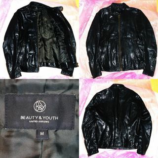 ビューティアンドユースユナイテッドアローズ(BEAUTY&YOUTH UNITED ARROWS)のBEAUTY&YOUTHレザーライダースジャケットM黒羊革ビューティ&ユース(ライダースジャケット)