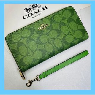 コーチ(COACH)のcoach 長財布　シグネチャーグリーン　新作　メンズ　レディース　プレゼント(長財布)