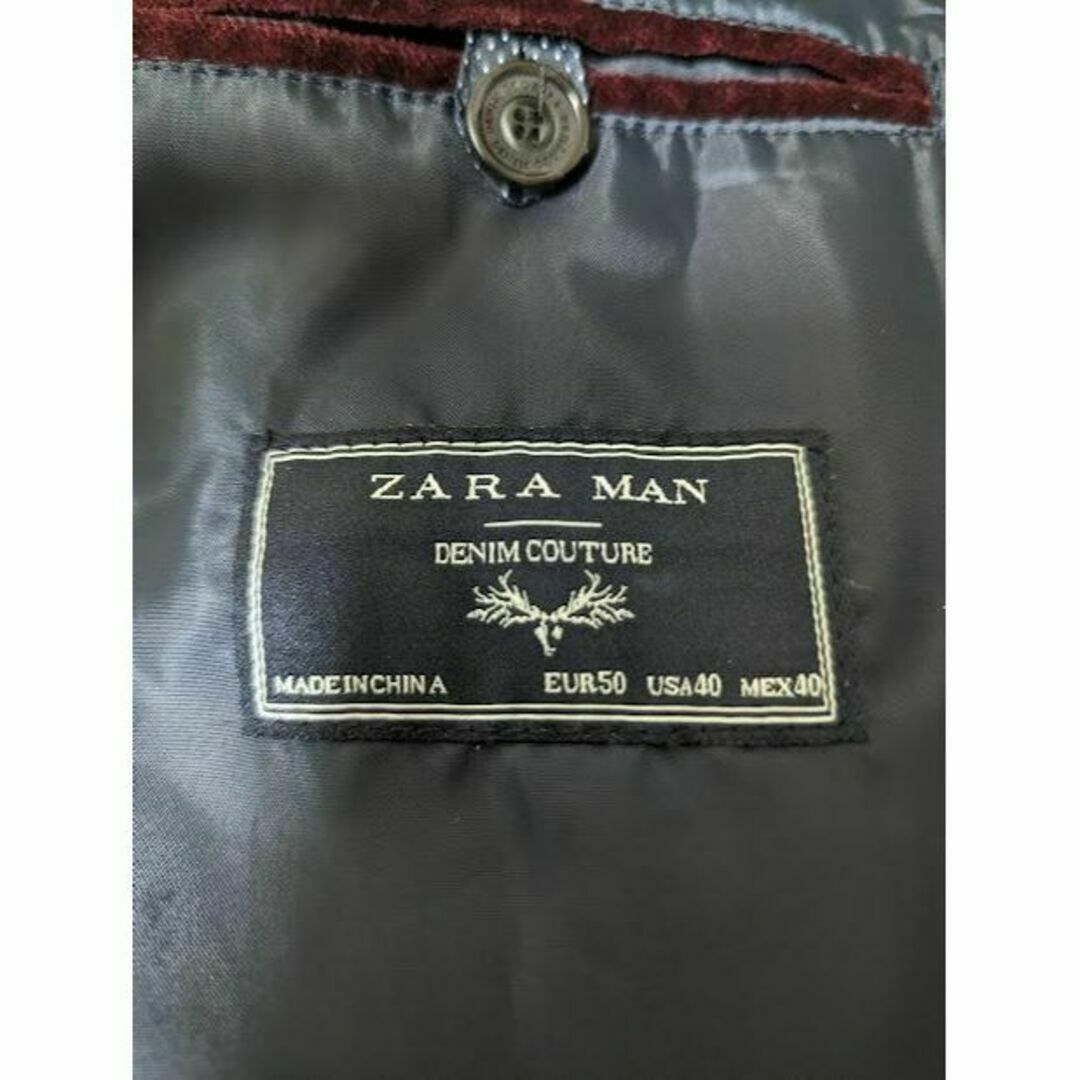 ZARA(ザラ)の古着 ザラ テーラード ジャケット ベロア ワインレッド 肩パット ZARA メンズのジャケット/アウター(テーラードジャケット)の商品写真