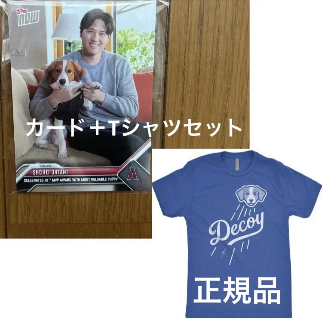 野球大谷翔平 デコピン 正規品 Tシャツ＋TOPPS NOW カード ドジャース 犬