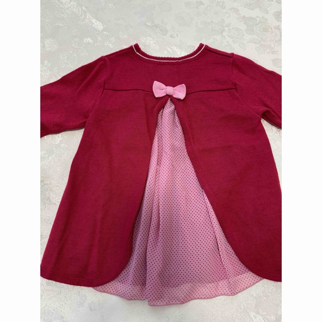 mikihouse(ミキハウス)のMIKIHOUSE ミキハウス ニットトップスリボン 120 キッズ/ベビー/マタニティのキッズ服女の子用(90cm~)(Tシャツ/カットソー)の商品写真