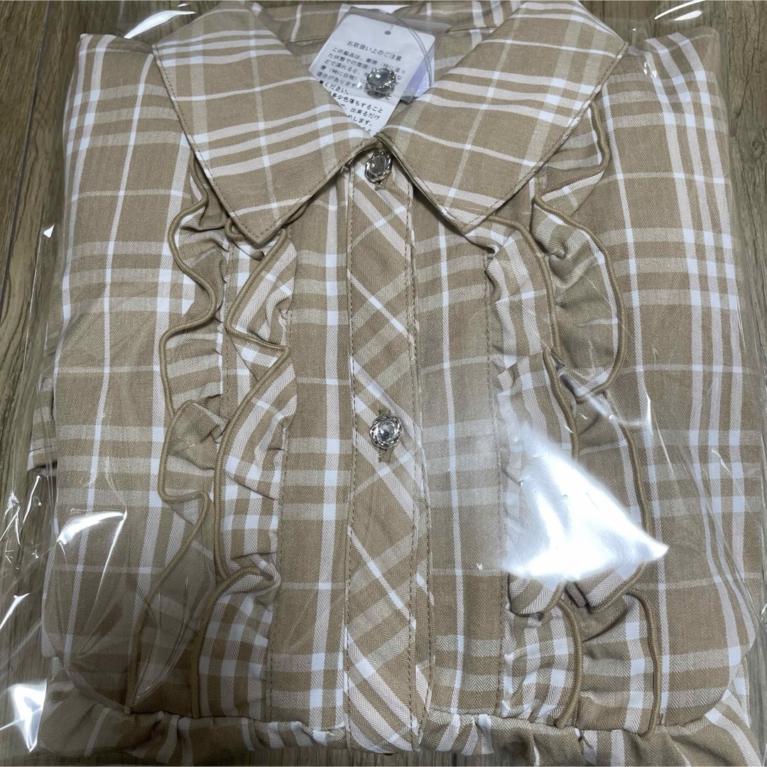 axes femme(アクシーズファム)のaxes femme kidsチェック柄フリルシャツワンピース キッズ/ベビー/マタニティのキッズ服女の子用(90cm~)(ワンピース)の商品写真